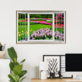 Spring Garden Window Illusion Poster (Thuiskantoor)