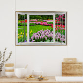 Spring Garden Window Illusion Poster (Keuken)
