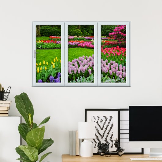 Spring Garden Window Illusion Poster (Thuiskantoor)