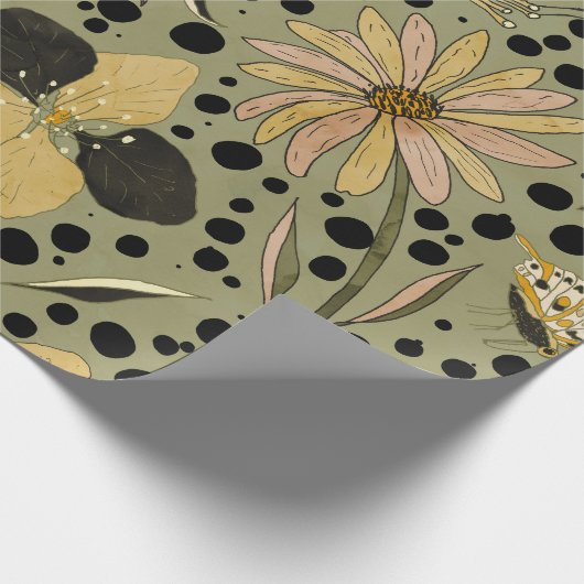 Spring Garden with Flowers and Butterflies Cadeaupapier (Hoek)