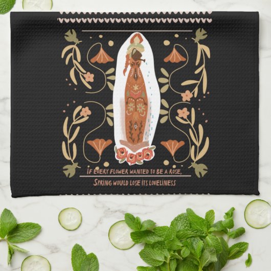 Spring Gardening Folk Art Theedoek (Gevouwen)