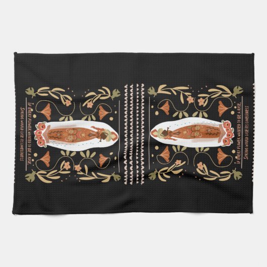 Spring Gardening Folk Art Theedoek (Horizontaal)