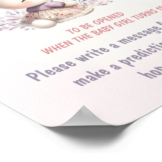 Spring Girl Baby shower Time Capsule Sign Game Poster (Hoek)