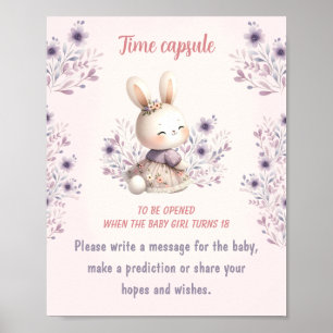 Spring Girl Baby shower Time Capsule Sign Game Poster
