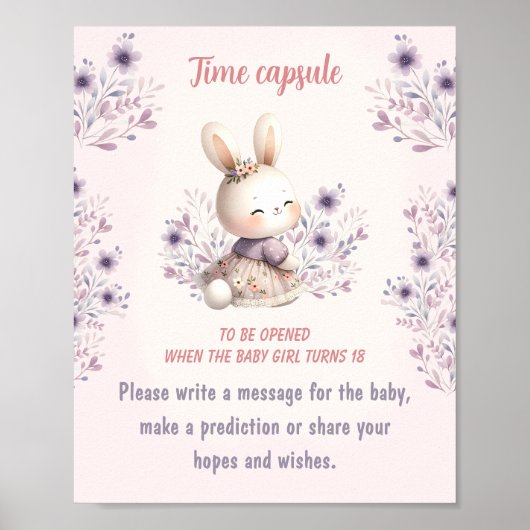 Spring Girl Baby shower Time Capsule Sign Game Poster (Voorkant)