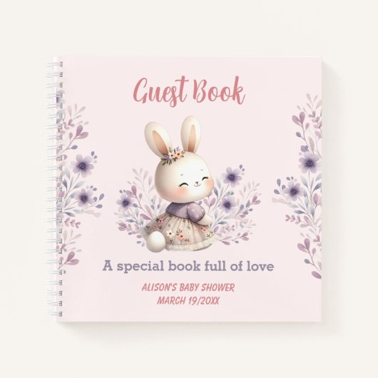 Spring Girl Roze Paarse Baby shower Gastboek Notitieboek (Voorkant)