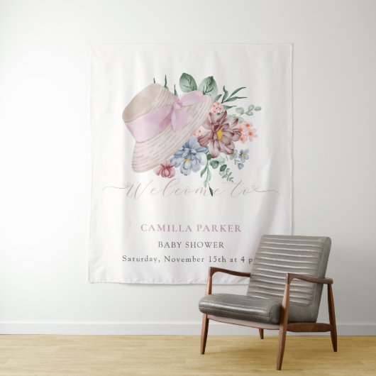 Spring Girl Tuin Pet Baby shower Welkomstbord Wandkleed (In situ)