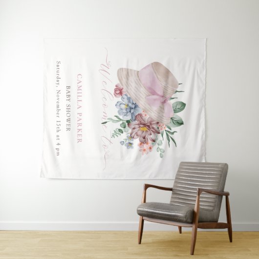 Spring Girl Tuin Pet Baby shower Welkomstbord Wandkleed (In Situ (horizontaal))