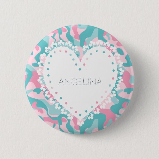 Spring Girly Camouflage personaliseren Ronde Button 5,7 Cm (Voorkant)