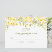 Spring Glory Yellow Floral Wedding Invitation Kaart (Staand voorkant)