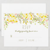Spring Glory Yellow Floral Wedding Invitation Kaart (Voorkant / Achterkant)