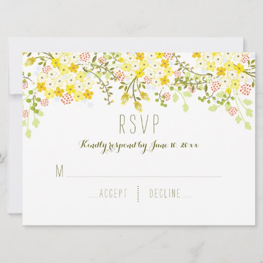 Spring Glory Yellow Floral Wedding Invitation Kaart (Voorkant)