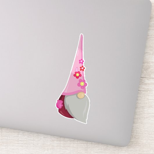 Spring Gnome, Garden Gnome, Cute Gnome, Flowers Sticker (Detail)