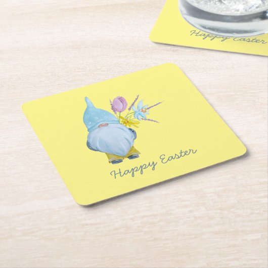 Spring Gnome Happy Pasen Kartonnen Onderzetters (Schuin)