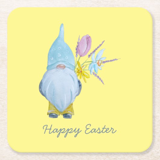 Spring Gnome Happy Pasen Kartonnen Onderzetters (Voorkant)