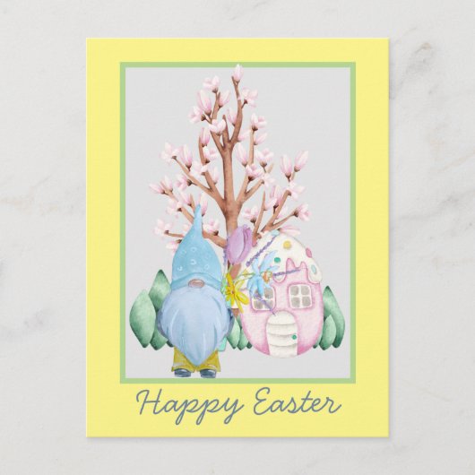 Spring Gnome Home Happy Easter Kaart (Voorkant)