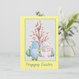 Spring Gnome Home Happy Easter Kaart