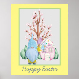 Spring Gnome Home Happy Pasen Poster