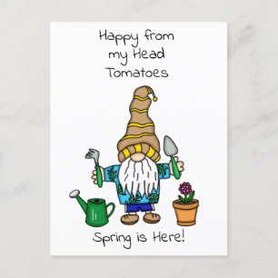 Spring Gnome klaar voor de tuin Briefkaart