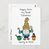 Spring Gnome klaar voor de tuin Briefkaart (Voorkant / Achterkant)