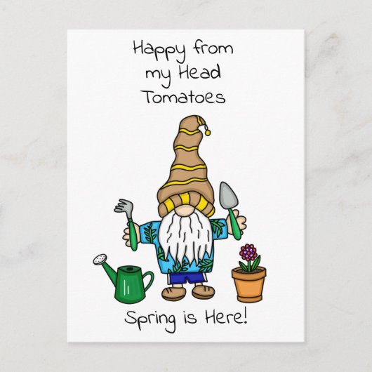 Spring Gnome klaar voor de tuin Briefkaart (Voorkant)