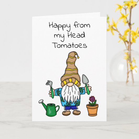 Spring Gnome klaar voor de tuin Kaart (Gele Bloem)