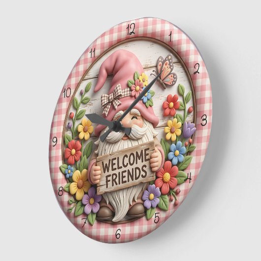 Spring Gnome Welcome Friends Grote Klok (Hoek)