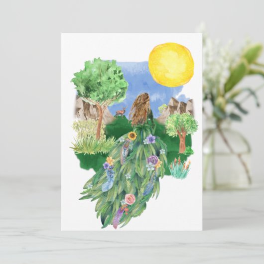 Spring Goddess Floral Dress Natuur Greeting (Staand voorkant)