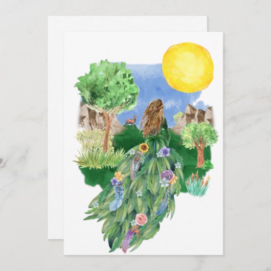 Spring Goddess Floral Dress Natuur Greeting (Voorkant / Achterkant)