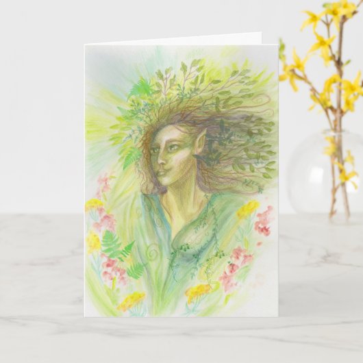 Spring Goddess Kaart (Gele Bloem)