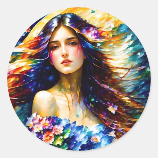 Spring Goddess Ronde Sticker (Voorkant)