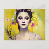 Spring Goddess Yellow Background Briefkaart (Voorkant)