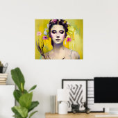 Spring Goddess Yellow Background Poster (Thuiskantoor)