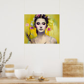 Spring Goddess Yellow Background Poster (Keuken)