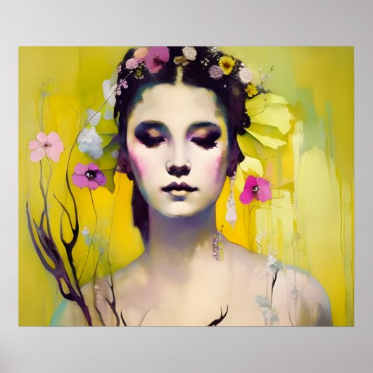 Spring Goddess Yellow Background Poster (Voorkant)