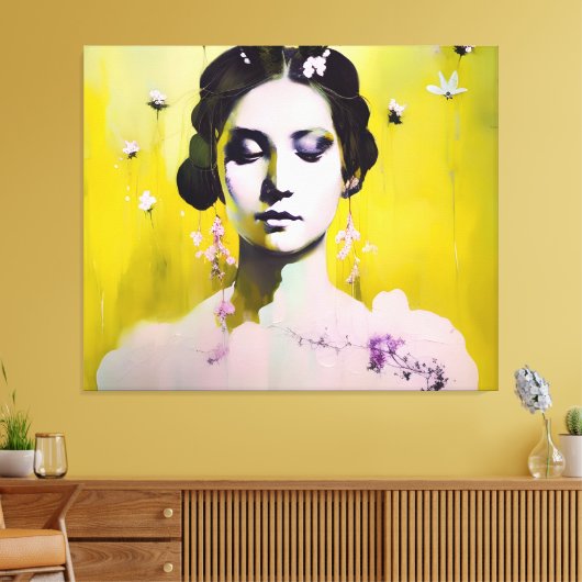 Spring Goddess Yellows en Pinks Canvas Afdruk (Insitu (Woonkamer))