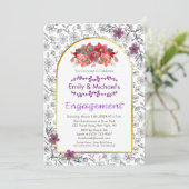 Spring Gold Bold Bloemen Engagement Party Kaart (Staand voorkant)