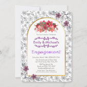 Spring Gold Bold Bloemen Engagement Party Kaart (Voorkant)