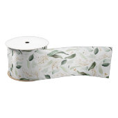 Spring Gold Greenery Foliage Elegant White Satijnen Lint (Spoel)