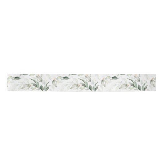 Spring Gold Greenery Foliage Elegant White Satijnen Lint (Voorkant)