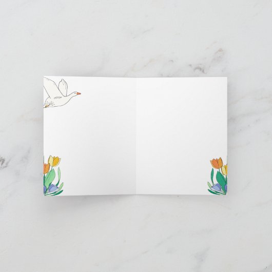 Spring Goose in Bloemen Blank Bedankkaart (Binnen)