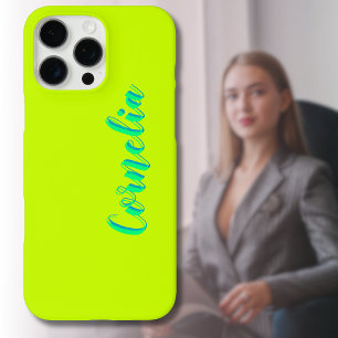 Spring Green 3D Azure Naam   Grappig Limoen geel iPhone 16 Pro Max Hoesje