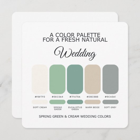 Spring Green and Cream Wedding Color Palette Card Kaart (Voorkant / Achterkant)