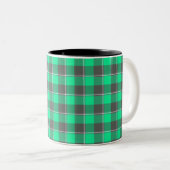Spring Green and Finlandia Black Plaid Tweekleurige Koffiemok (Voorkant rechts)