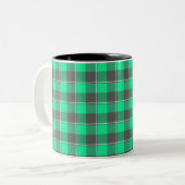 Spring Green and Finlandia Black Plaid Tweekleurige Koffiemok (Voorkant links)
