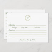 Spring Green and Pink Monogram Family Recipe Notitiekaartje (Voorkant / Achterkant)