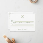 Spring Green and Pink Monogram Family Recipe Notitiekaartje (Voorkant / Achterkant in situ)