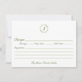 Spring Green and Pink Monogram Family Recipe Notitiekaartje (Voorkant)