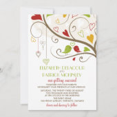 Spring Green and Red Cute Lovebird Wedding Kaart (Voorkant)