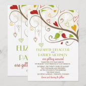 Spring Green and Red Cute Lovebird Wedding Kaart (Voorkant / Achterkant)